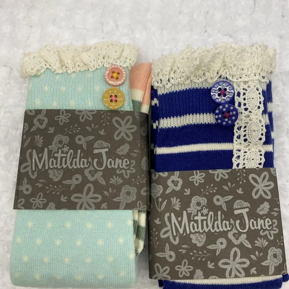 Matilda Jane Socks NWT Knee Socks Size M 2 Pairs